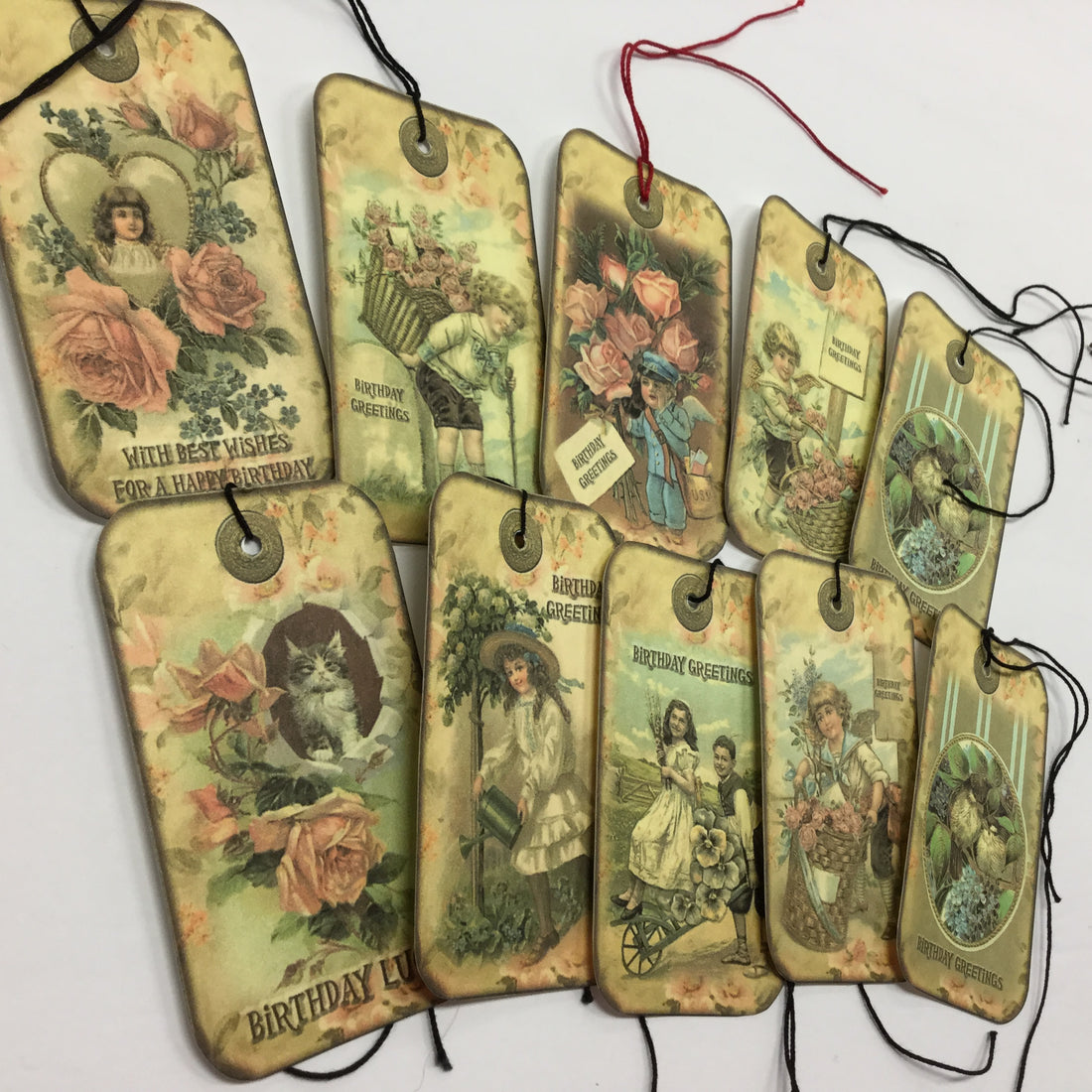 Tags &amp; Ephemera 10pc VINTAGE BIRTHDAY VICTORIAN Scrapbooksrus 