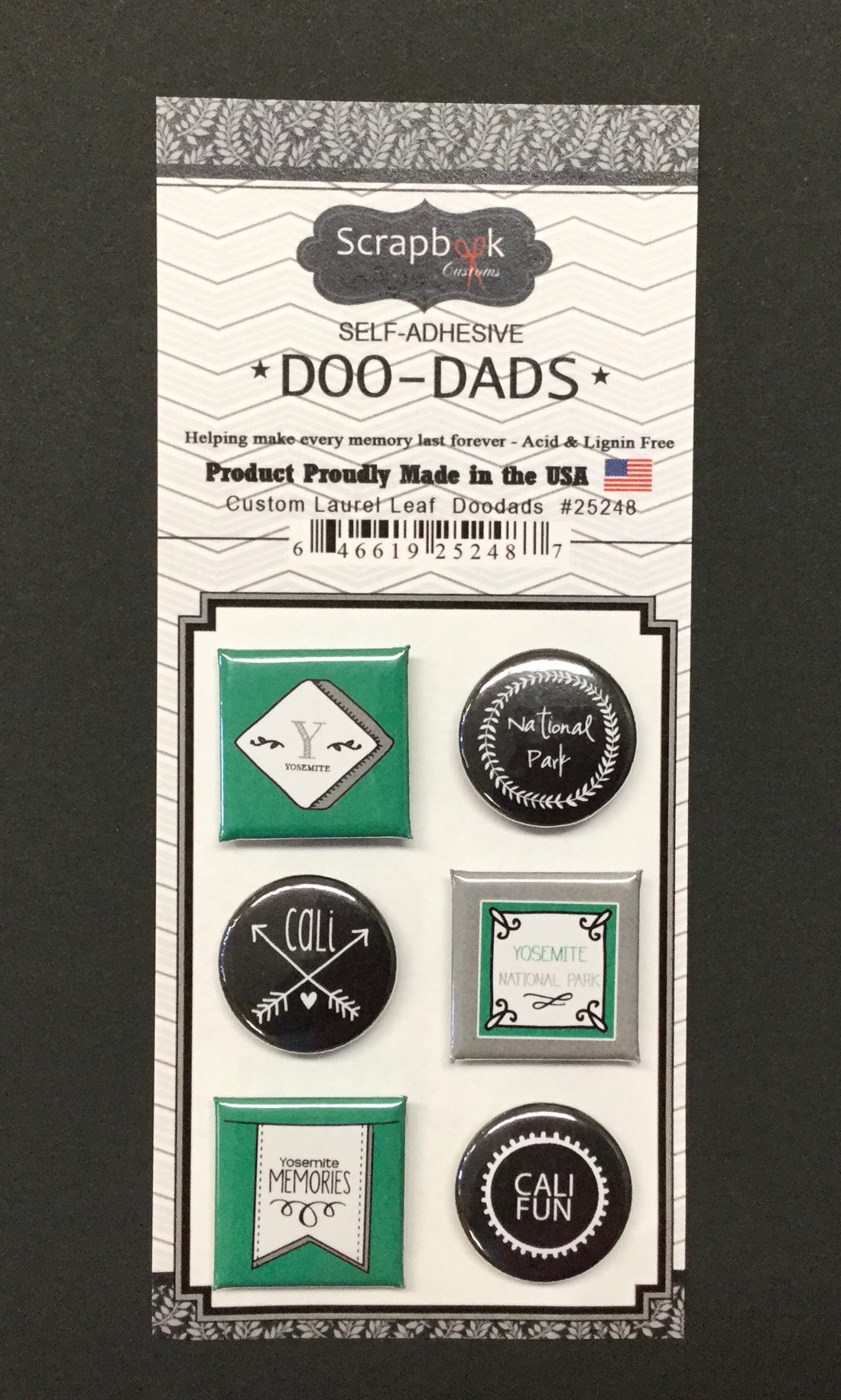YOSEMITE Custom Laurel Leaf Doo Dads Stickers 6pc Scrapbooksrus