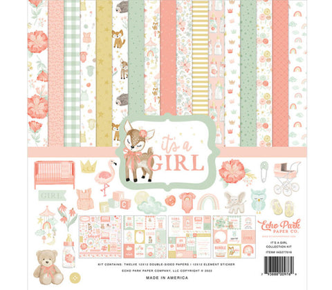 Echo Park IT’S A GIRL 12"X12" Collection Kit Scrapbooksrus 