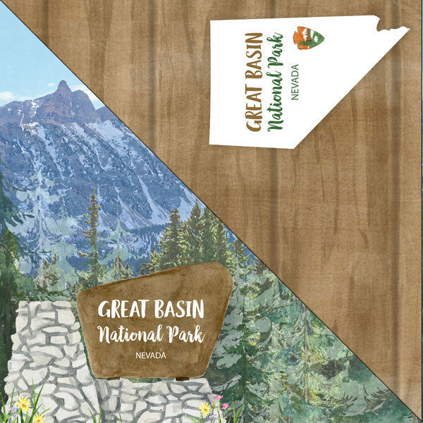 GREAT BASIN National Park Watercolor 12&quot;X12&quot; Scrapbook Paper Scrapbooksrus 