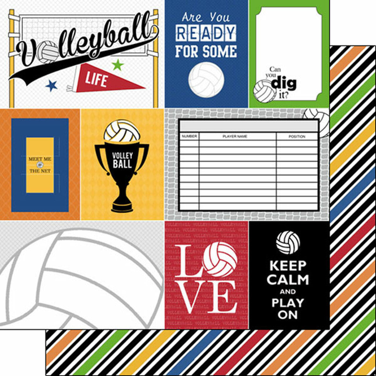 VOLLEYBALL LIFE KIT 12&quot;X12&quot; Scrapbook Paper 12 Sheets Scrapbooksrus 