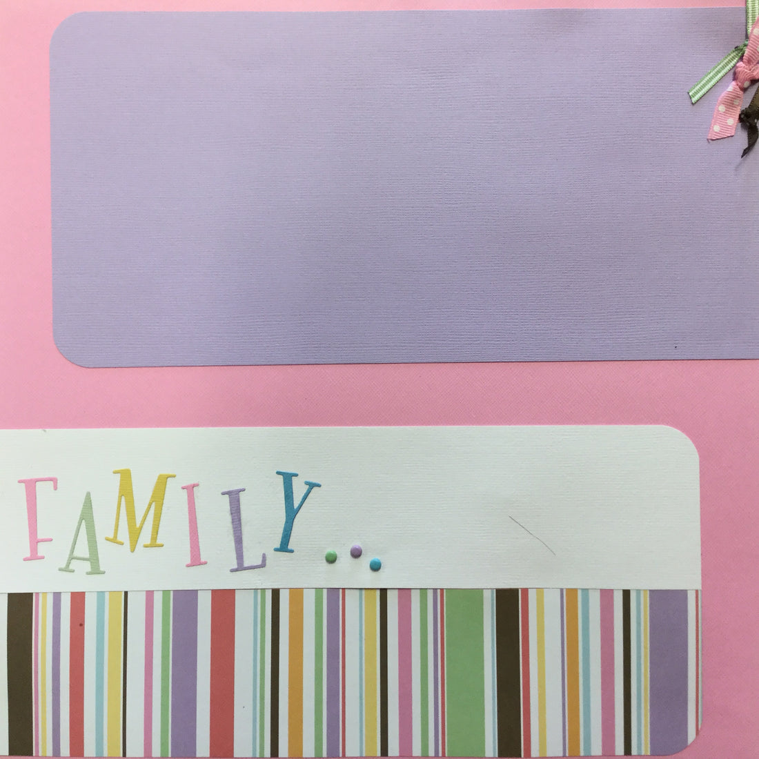 Premade Page FAMILY STRIPES (1) 12&quot;x12&quot; Scrapbook Scrapbooksrus 