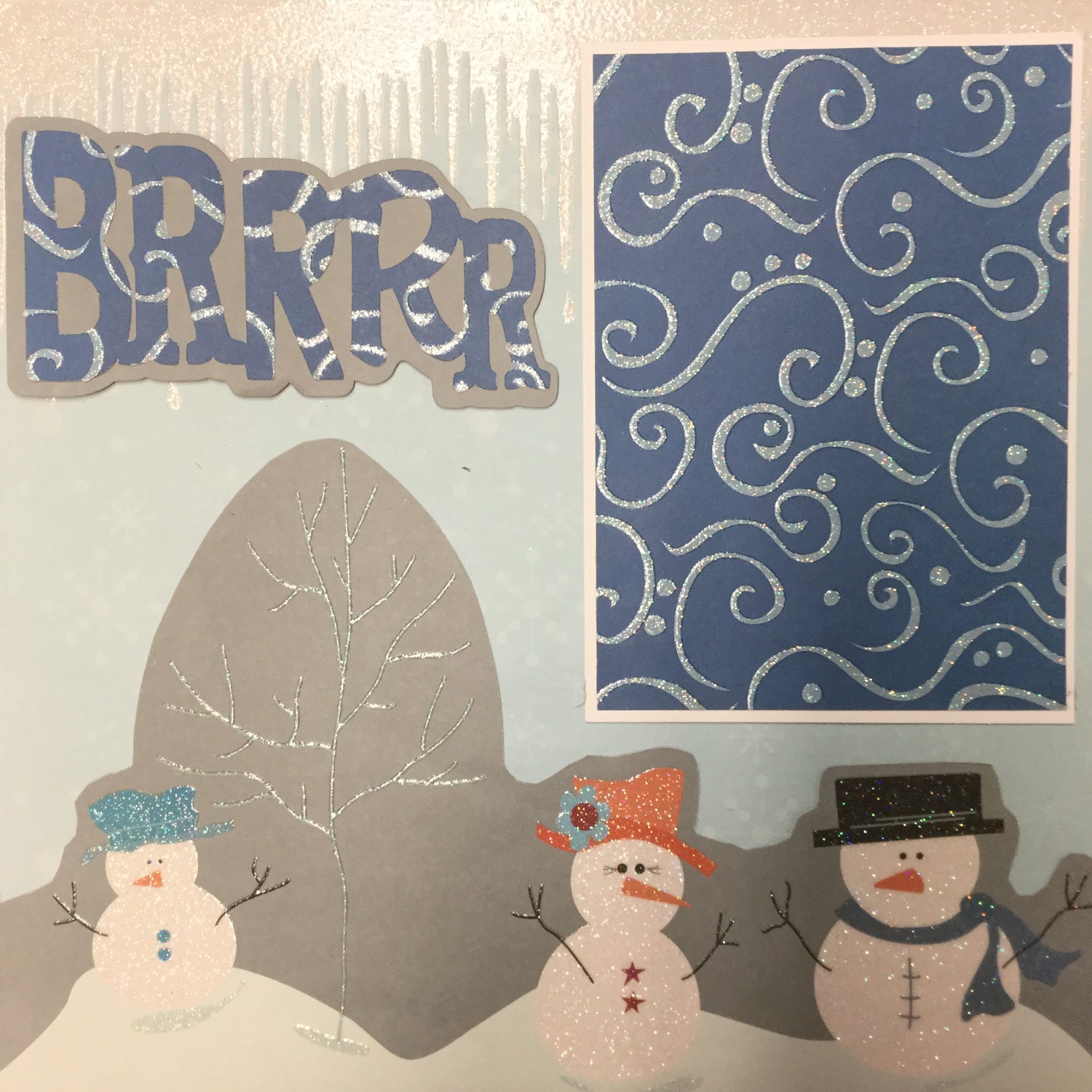 Premade Page BRRRR SNOWMAN 12&quot;x12&quot; Scrapbook Scrapbooksrus 