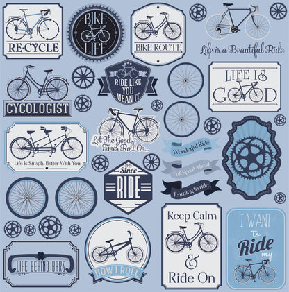 Reminisce BIKE LIFE Die Cut Stickers 12&quot;X12&quot; 22pc Scrapbooksrus 