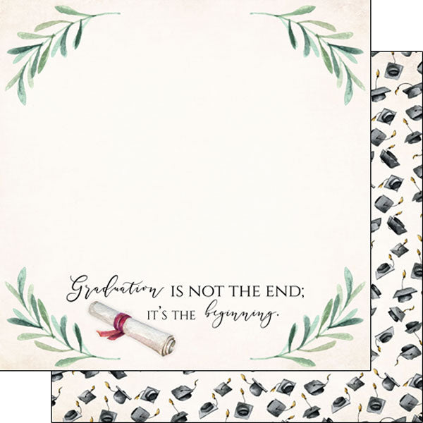 GRADUATION SAYING WATERCOLOR DS 12"X12" Scrapbook Customs Paper Scrapbooksrus