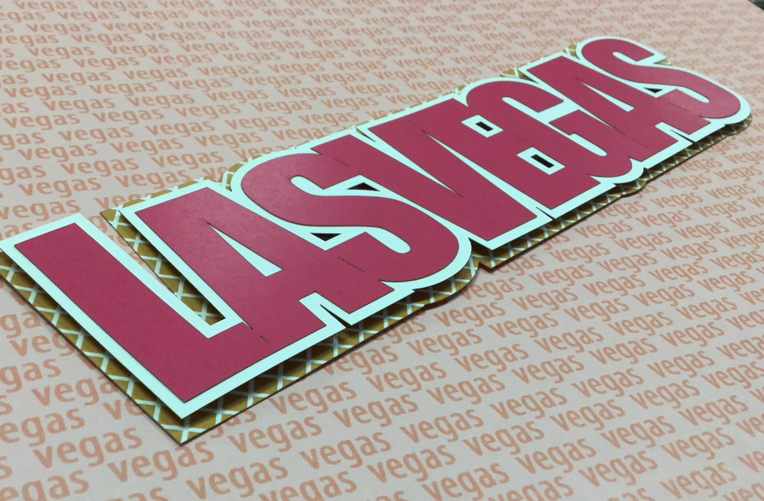 Laurel Leaf LAS VEGAS Travel Laser Cuts 3"X9" 1pc LV Hot Pink Scrapbooksrus