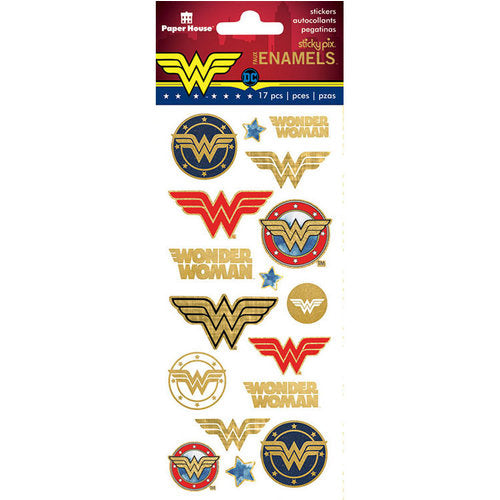 Paper House Sticky Pix WONDER WOMAN ENAMELStickers 17 pc Scrapbooksrus 