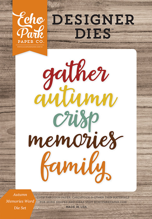 Echo Park AUTUMN MEMORIES WORD Designer Die Set 5pc Scrapbooksrus 