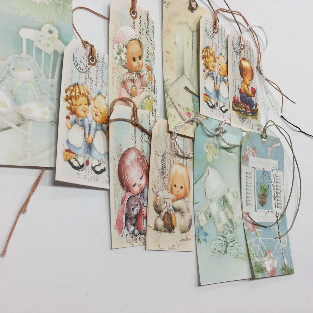 Tags &amp; Ephemera 10pc SHABBY CHIC BABY SETB Scrapbooksrus 