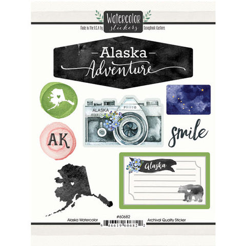 Watercolor Stickers ALASKA Adventure Scrapbook Customs Scrapbooksrus 