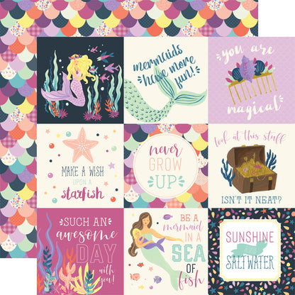 Echo Park Mermaid Dreams 4x4 JOURNALING CARDS 12&quot;x12&quot; Paper Scrapbooksrus 