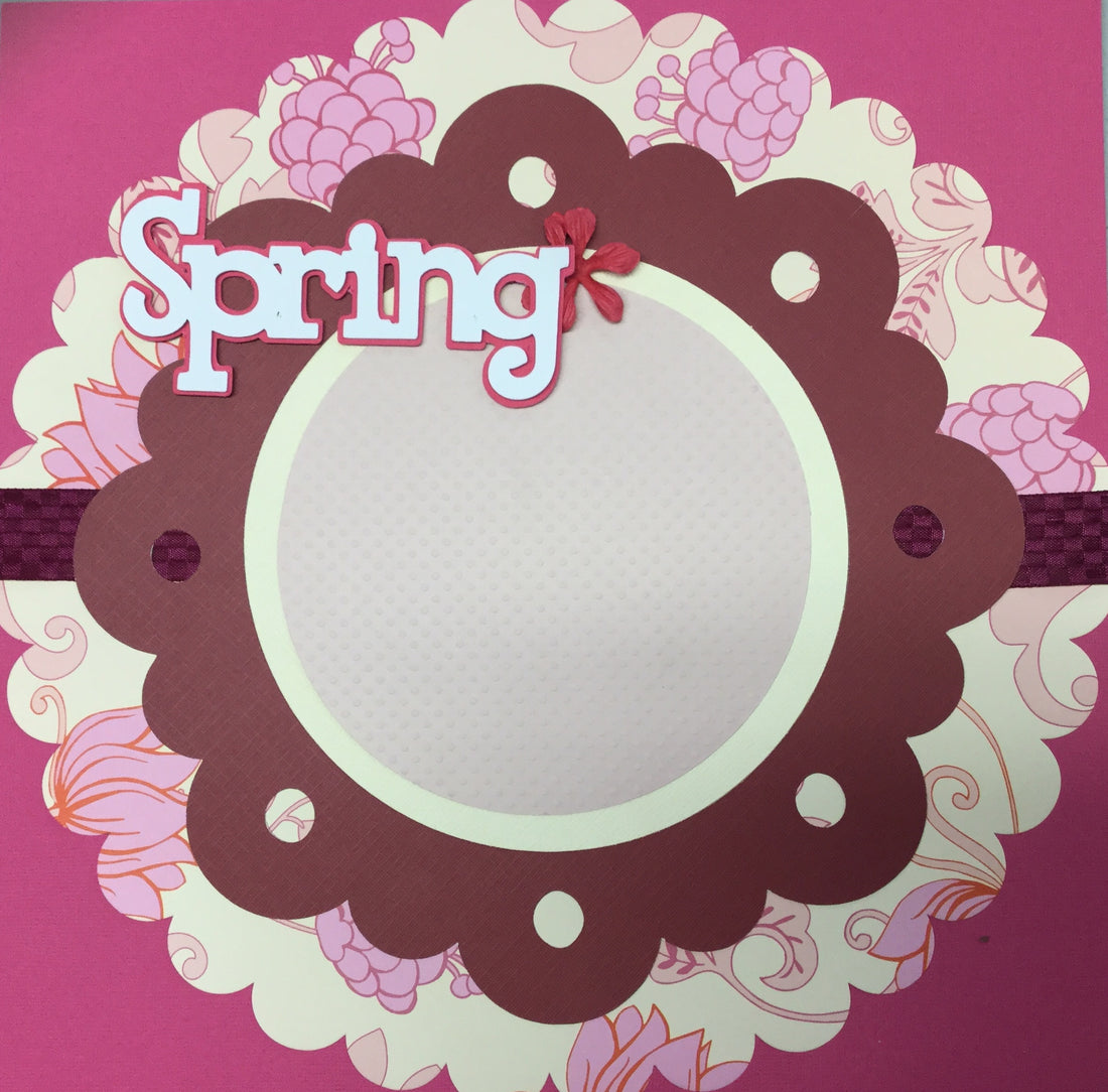 Premade Page SPRING PINK (1) 12&quot;x12&quot; Scrapbook @Scrapbooksrus