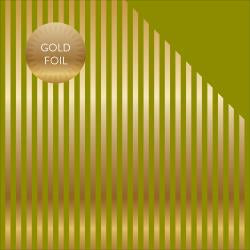 Echo Park Dots & Stripes 12"X12" GOLD FOIL STRIPE GREEN