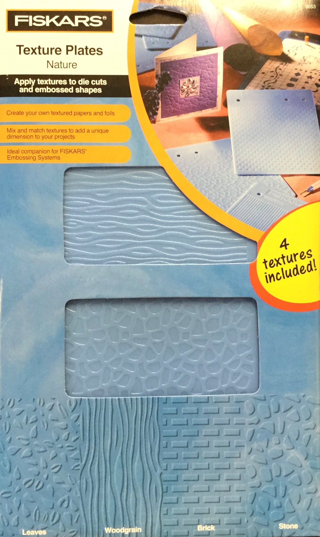 Fiskars NATURE Texture Plates 4pc Scrapbooksrus 