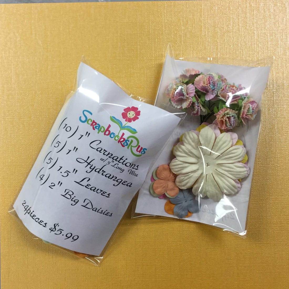 Carnations Hydrangeas Leaves & Big Daisies 24pc Pastel