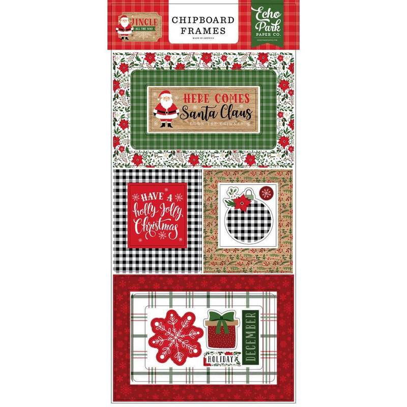 Echo Park 6"x12" JINGLE ALL THE WAY Scrapbooksrus  Chipboard Frames 14pc
