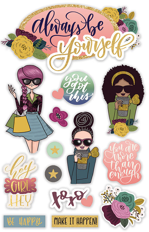 Paper House ALWAYS BE YOURSELF 3D Stickers 14pc. Scrapbooksrus 