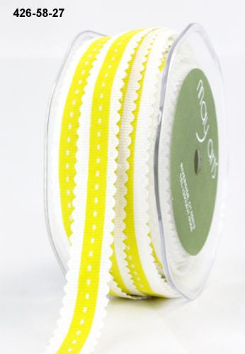 May Arts 5/8&quot; Grosgrain SCALLOP EDGE STITCH RIBBON 1 yard yd - Scrapbook Kyandyland