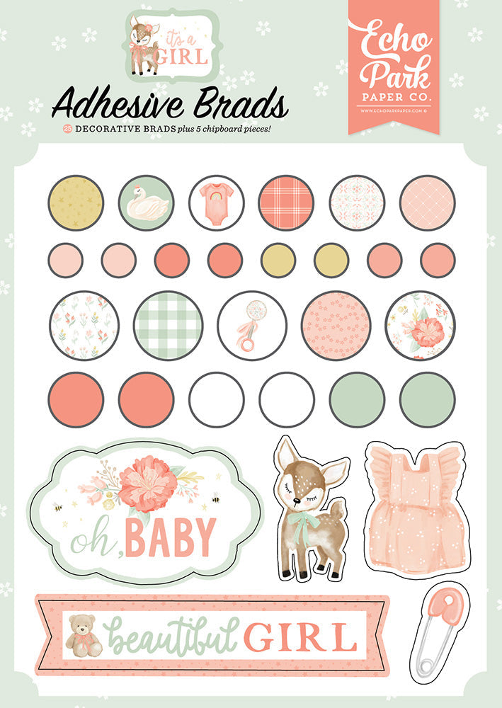 Echo Park IT’S A BOY Adhesive Brads 25pc Scrapbooksrus