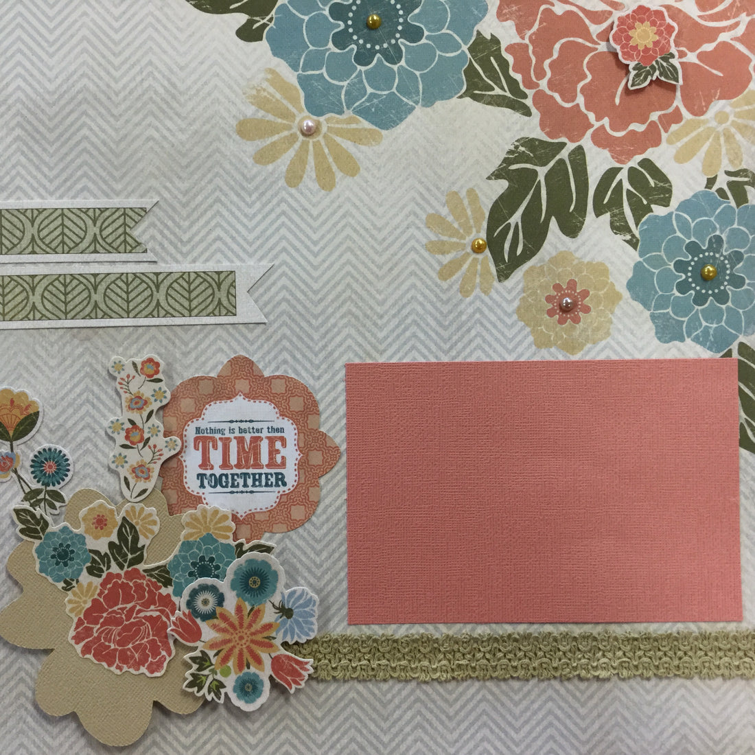 Premade Page TIME TOGETHER Floral 12&quot;x12&quot; Scrapbook  Scrapbooksrus 