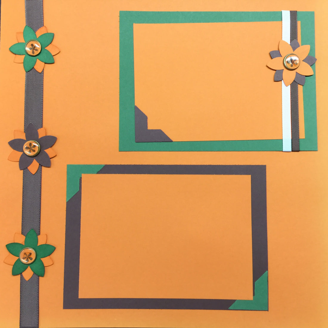 $5.00 Premade Pages FALL FLOWERS (2) 12"X12" Scrapbook Pages Scrapbooksrus