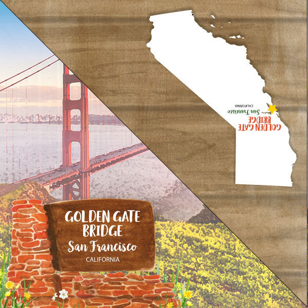 California GOLDEN GATE BRIDGE San Francisco Double Sided 12"X12" Scrapbook Paper Scrapbooksrus
