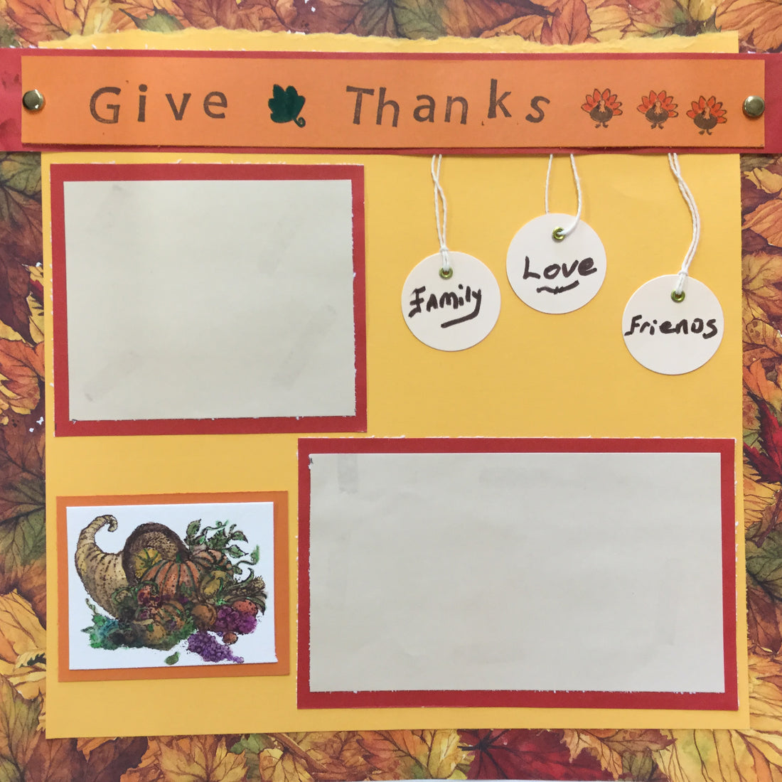 Premade Page THANKSGIVING BLESSINGS (2) 12X12 Scrapbook @Scrapbooksrus