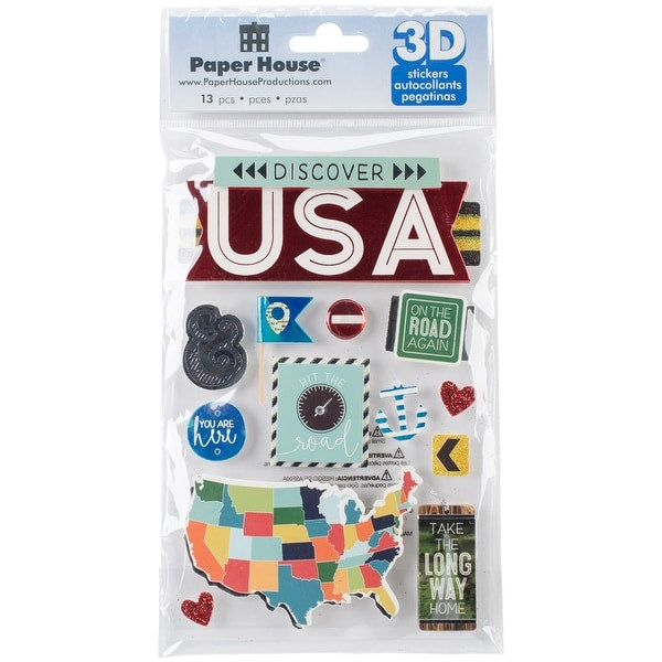 Paper House 3D DISCOVER USA Stickers 13pc