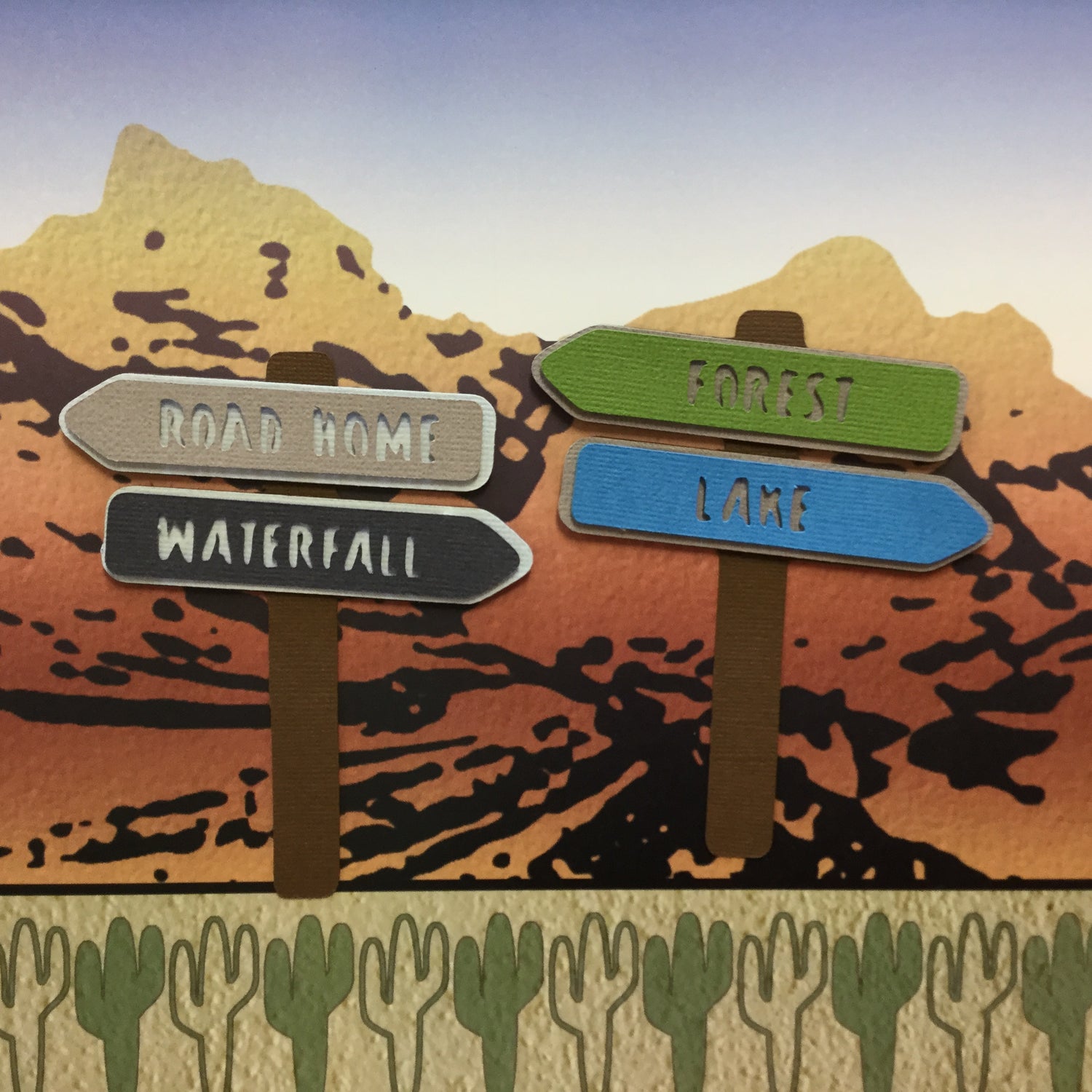 HIKING SIGN POST Forest Lake Mountain Waterfall Canyon Die Cuts Scrapbooksrus 