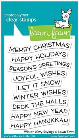 Lawn Fawn WINTER WAVY SAYINGS Clear Stamps 4&quot;X3&quot; Scrapbooksrus 