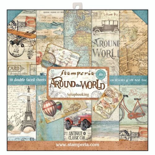 Stamperia AROUND THE WORLD 12&quot;X12&quot; Travel Paper Pad