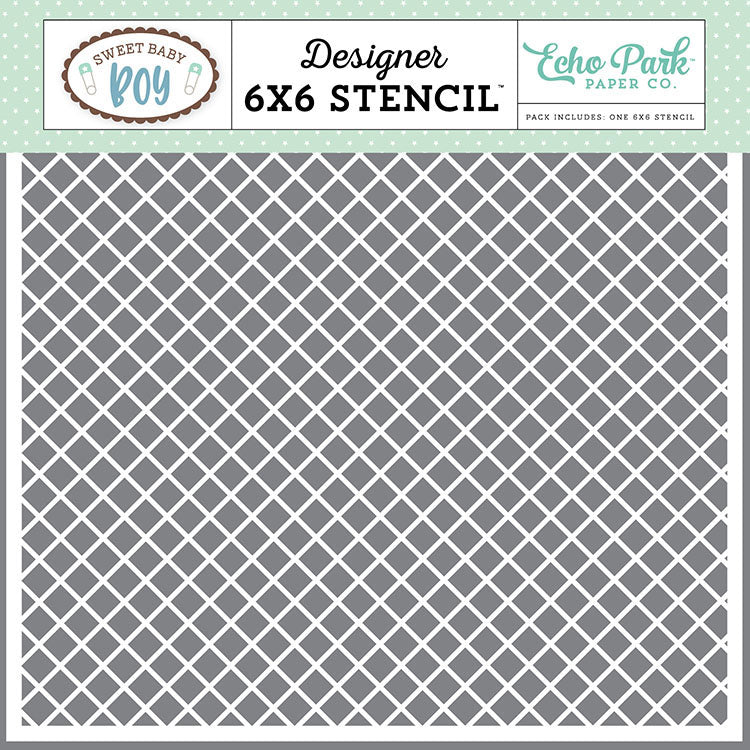 Echo Park Sweet Baby Boy 6"X6" SIMPLE PLAID Stencil 1pc Scrapbooksrus