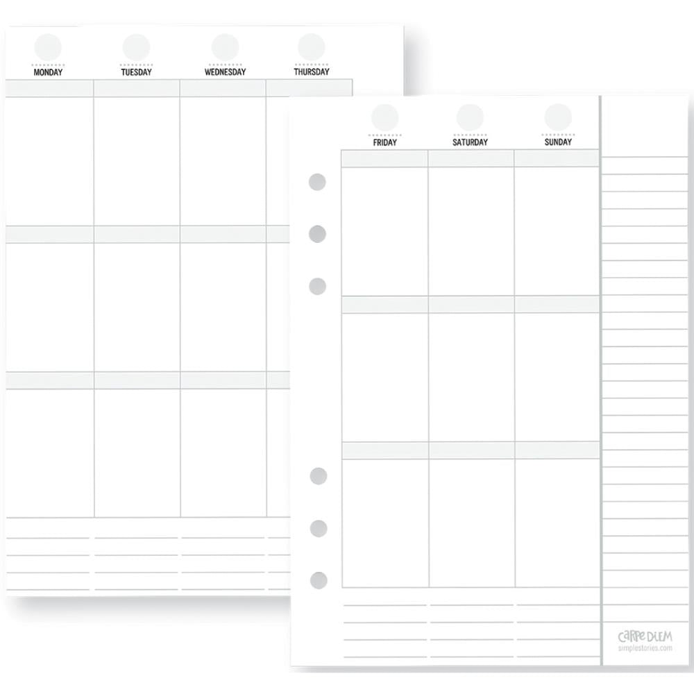 Simple Stories Carpe Diem VERTICAL WEEKLY INSERTS A5 Planner