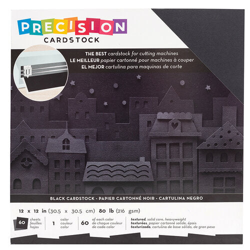 Precision Cardstock BLACK 12”X12” 60pc Scrapbooksrus 