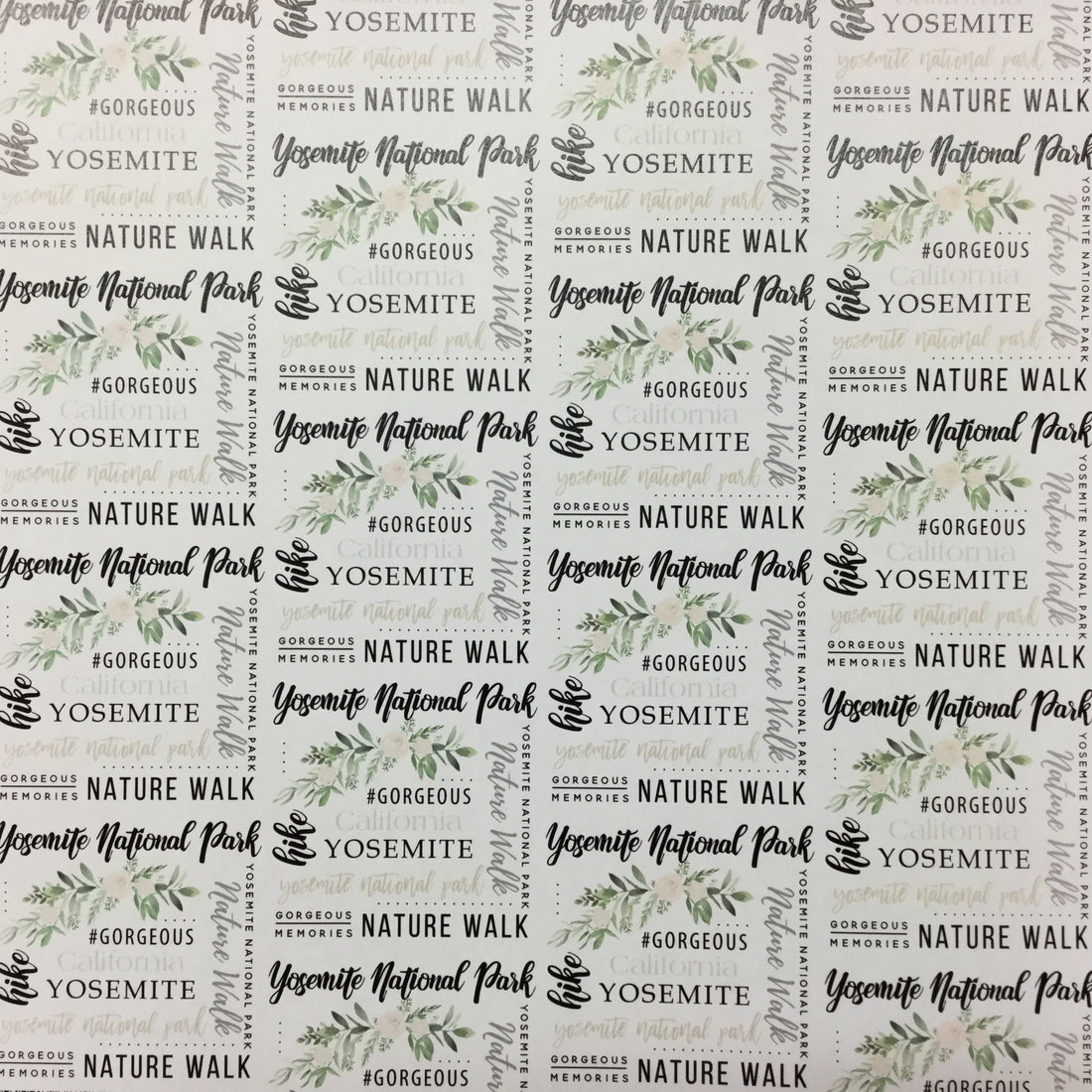 YOSEMITE NATIONAL PARK Words Plaid 12"X12" Scrapbook Paper Scrapbooksrus