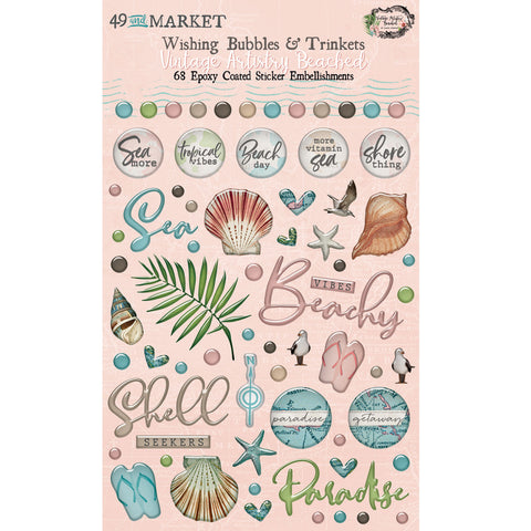 49 and Market Vintage Artistry Beached WISHING BUBBLES & TRINKETS Embellishments Scrapbooksrus 