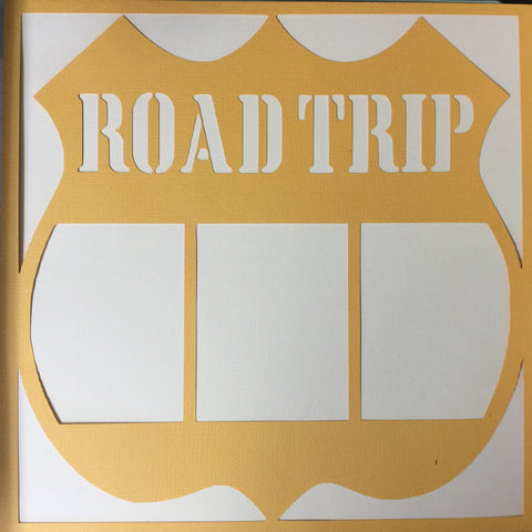 Page Frame ROAD TRIP YELLOW Travel 12"x12" Scrapbook Overlays Scrapbooksrus 