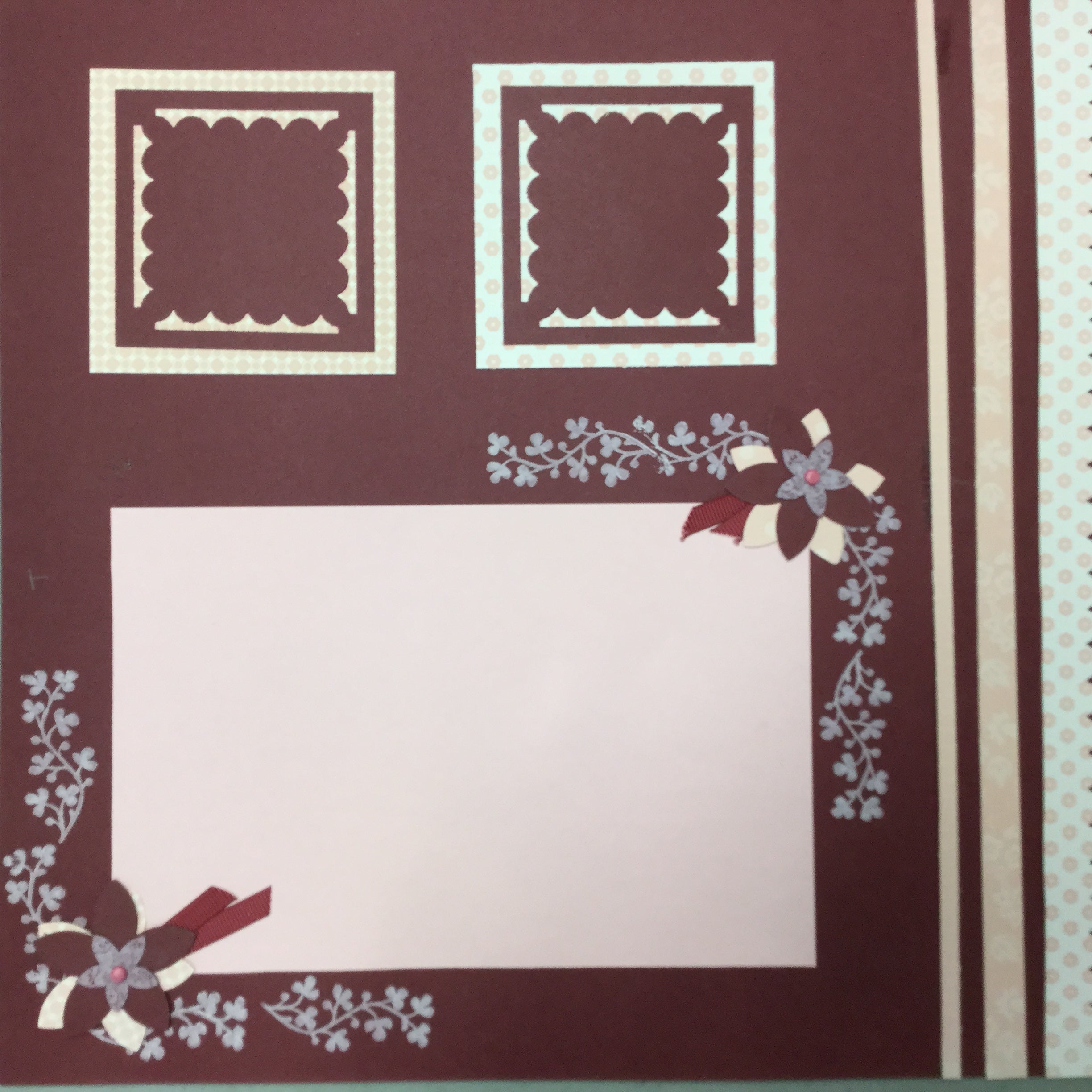Premade Pages PINK &amp; BURGUNDY  12&quot;X12&quot; (2) Scrapbook Pages Scrapbooksrus 
