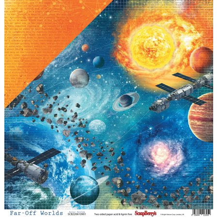 Scrapberry’s Far-Off Worlds Collection SOLAR SYSTEM 12&quot;X12&quot; Paper Scrapbooksrus 