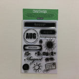 Hero Arts Clear Design AUGUST Acrylic Stamp Set 15pc Scrapbooksrus 