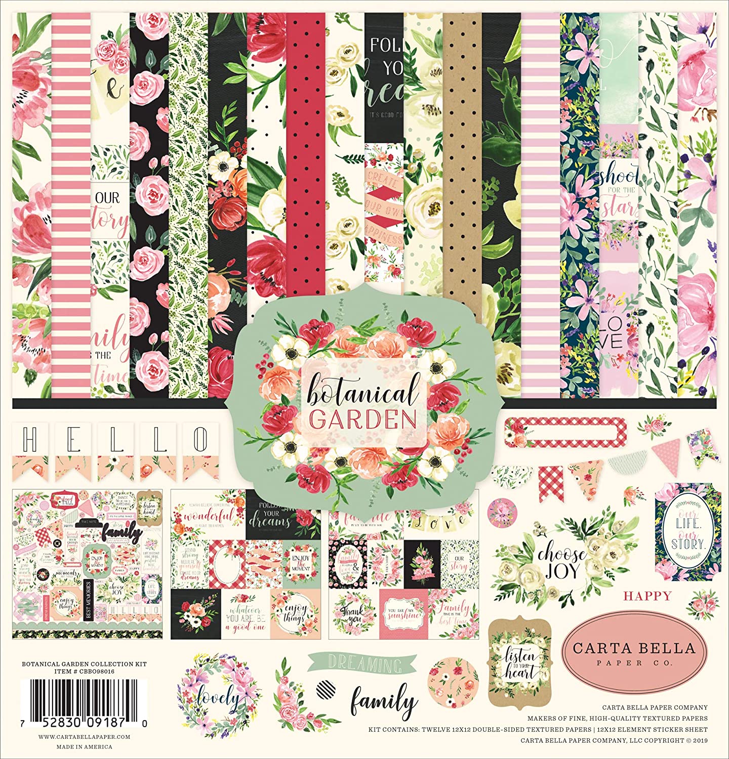 Carta Bella 12&quot;x12&quot; BOTANICAL GARDEN 13pc COLLECTION KIT Scrapbooksrus 