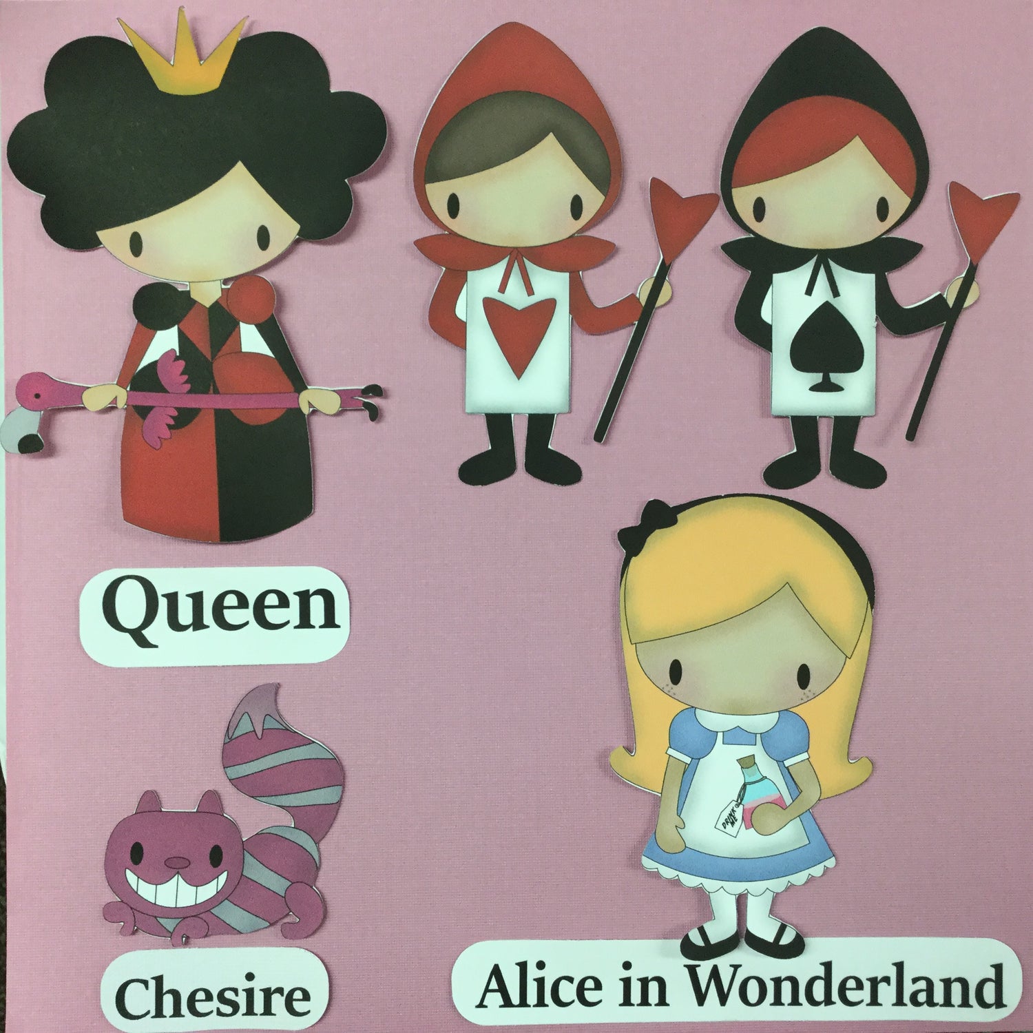 ALICE IN WONDERLAND Handmade Die Cut 8 pc Scrapbooksrus 