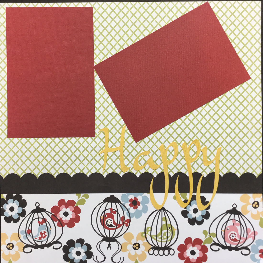 Premade HAPPY BIRTHDAY BIRDS (2) 12”X12” Scrapbook Pages Scrapbooksrus