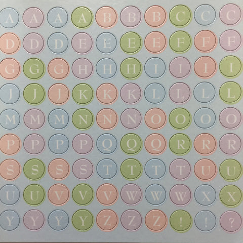 Pastel Round Chipboard Uppercase Alphabets 12” x 12” Sheet Scrapbooksrus 