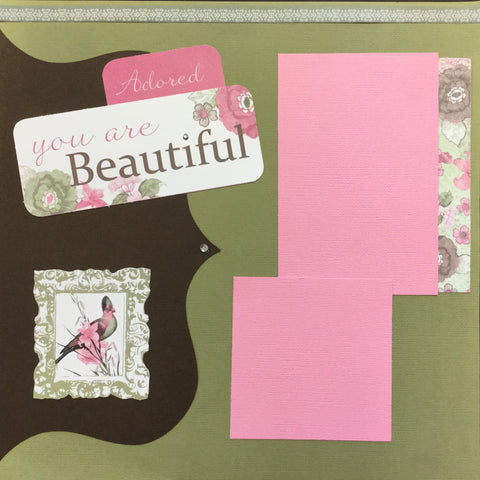Premade YOU ARE BEAUTIFUL (2) 12”X12” Scrapbook Pages Scrapbooksrus 