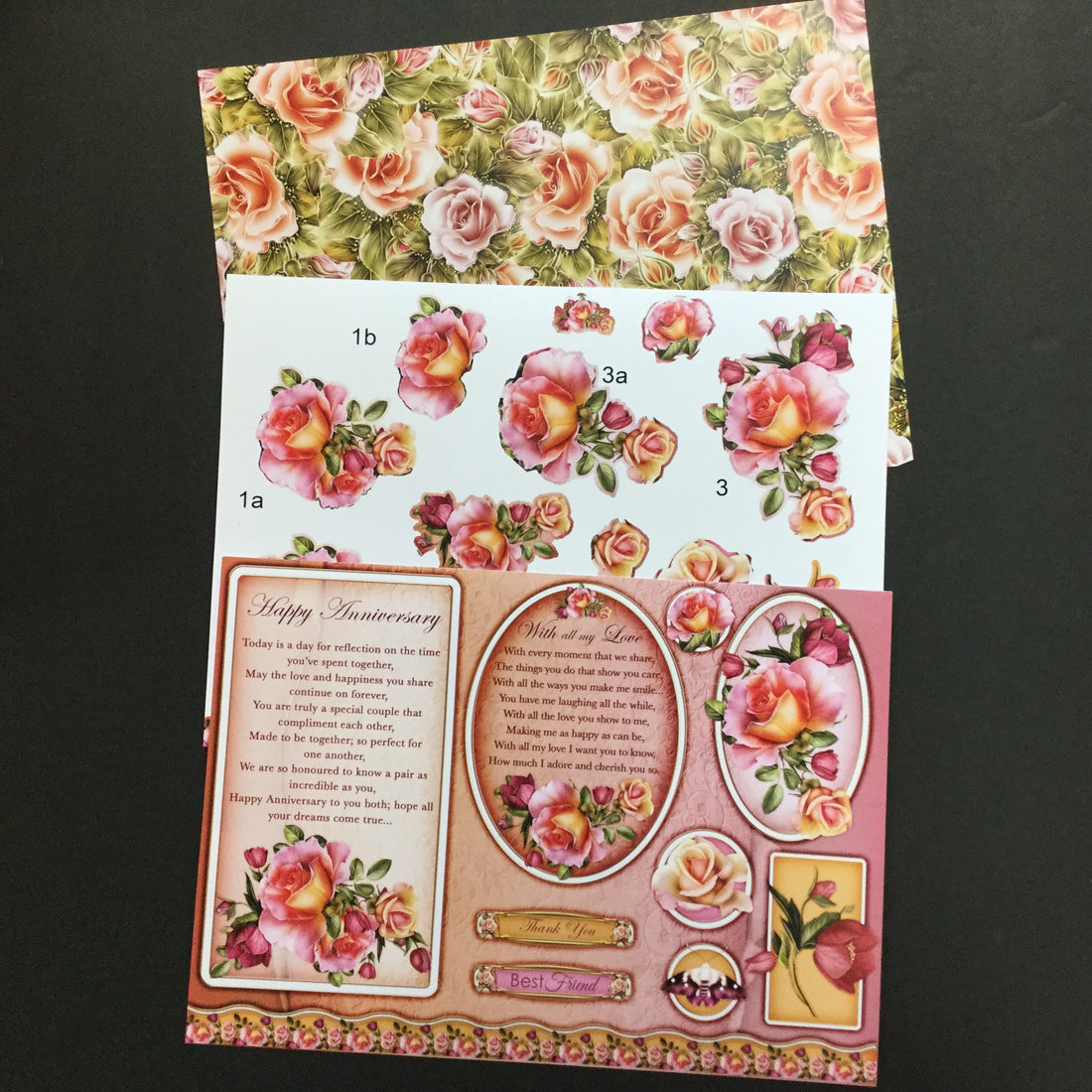 Floral Card Making CUT-OUTS 3pc Scrapbooksrus