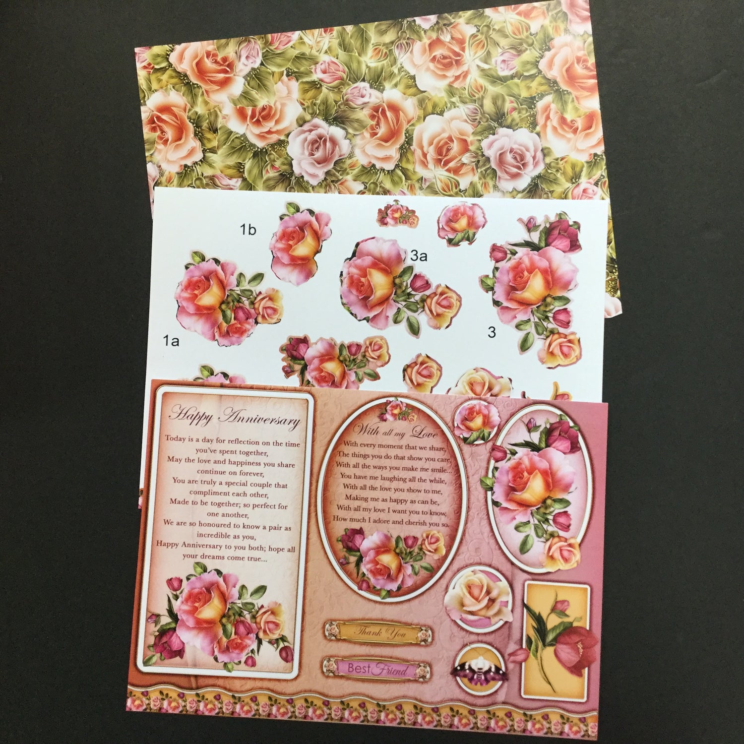 Floral Card Making CUT-OUTS 3pc Scrapbooksrus 