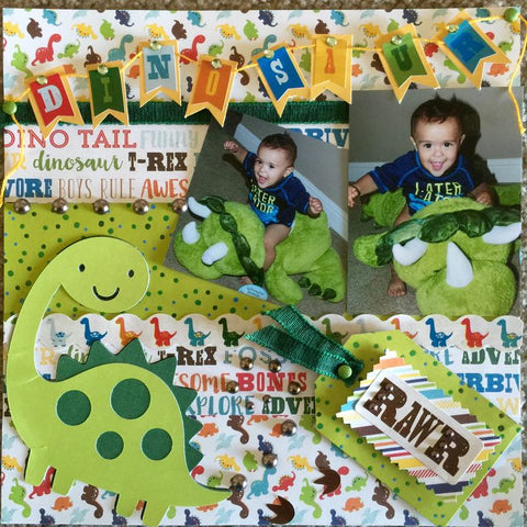 Big dino scrapbook page - Premade scrapbook