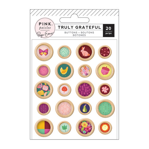 Pink Paislee TRULY GRATEFUL Buttons 20pc. Scrapbooksrus 