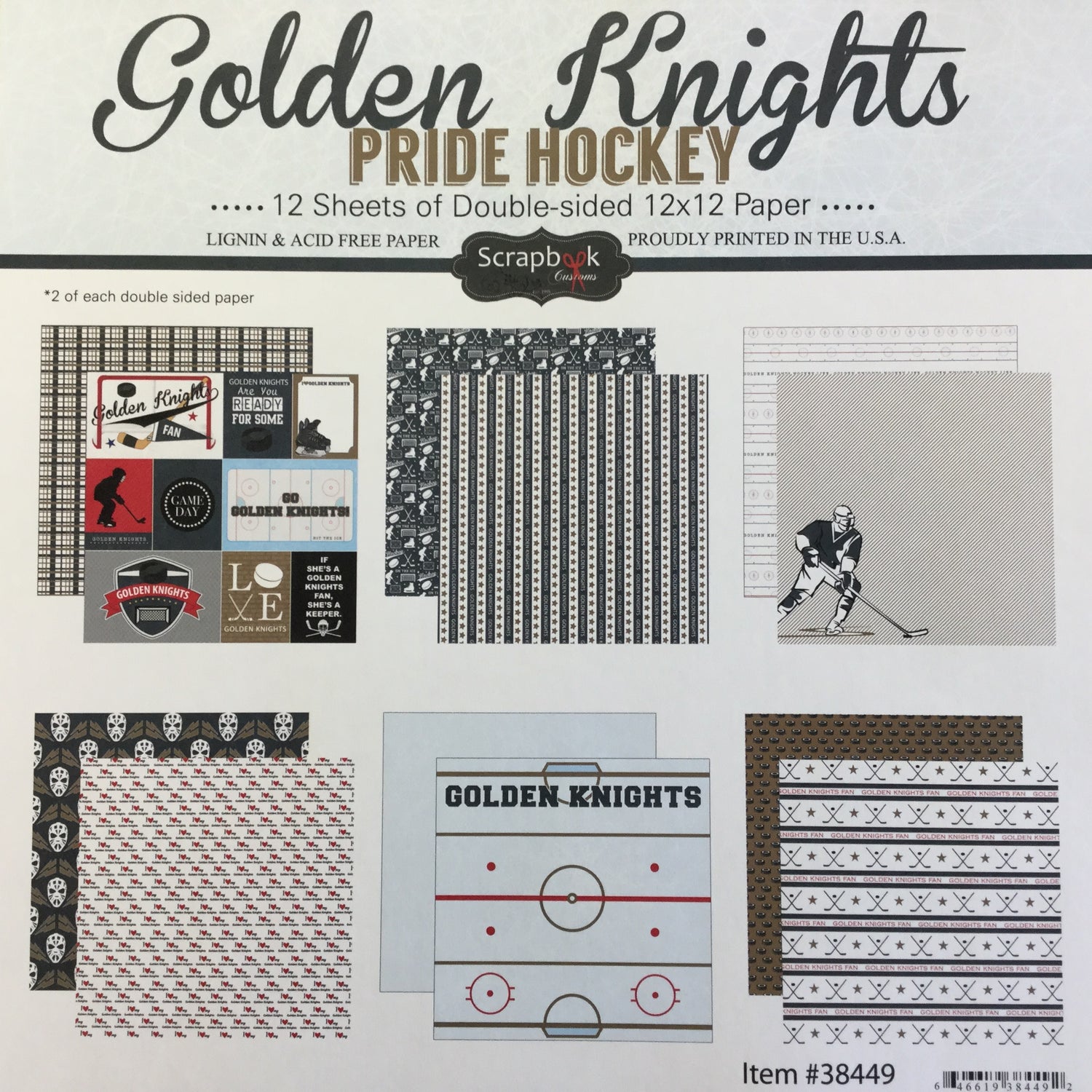 Golden Knights PRIDE HOCKEY KIT 12&quot;X12&quot; Scrapbook Paper 12 Sheets